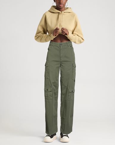 Denim Woman Pants Military green Size 10 Cotton