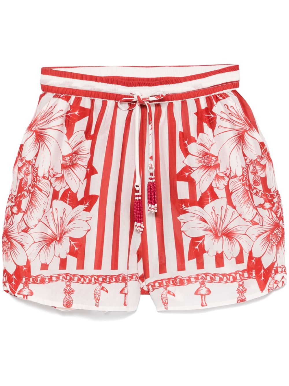 Mix-print shorts - Red