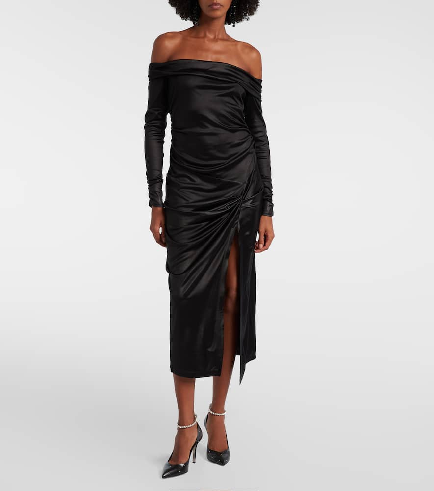 Elife gathered off-shoulder midi dress
