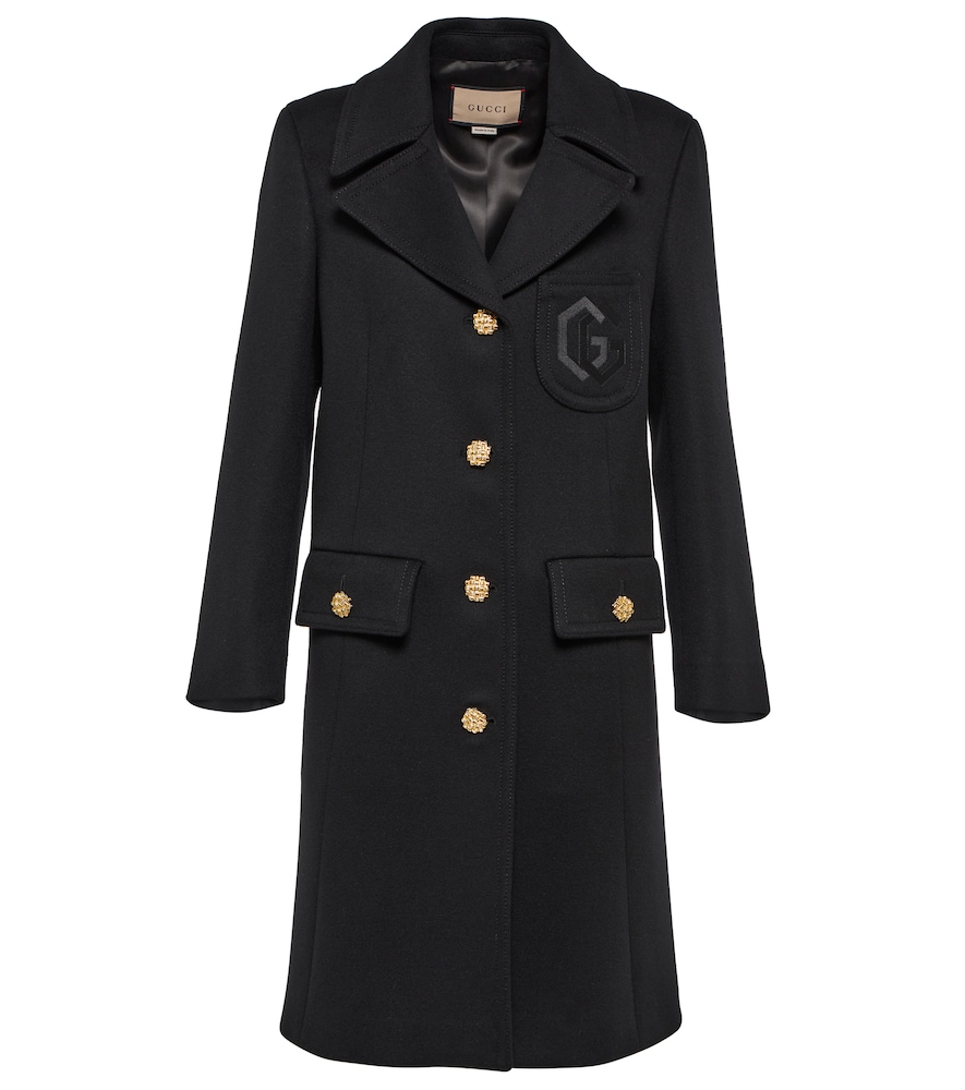 Gucci Double G embroidered wool coat