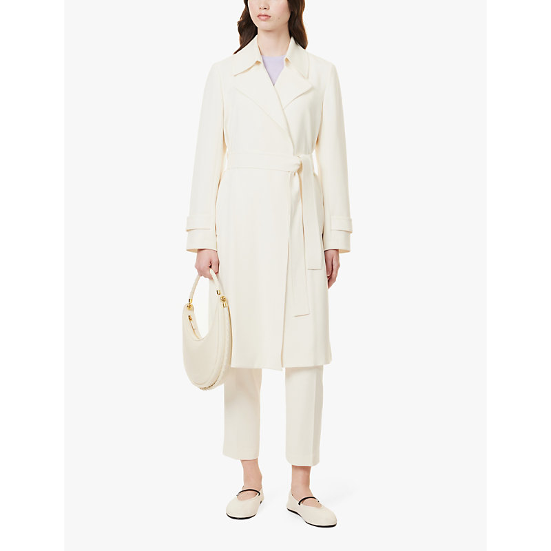 Womens Rice Oaklane Tie-belt Regular-fit Crepe Coat