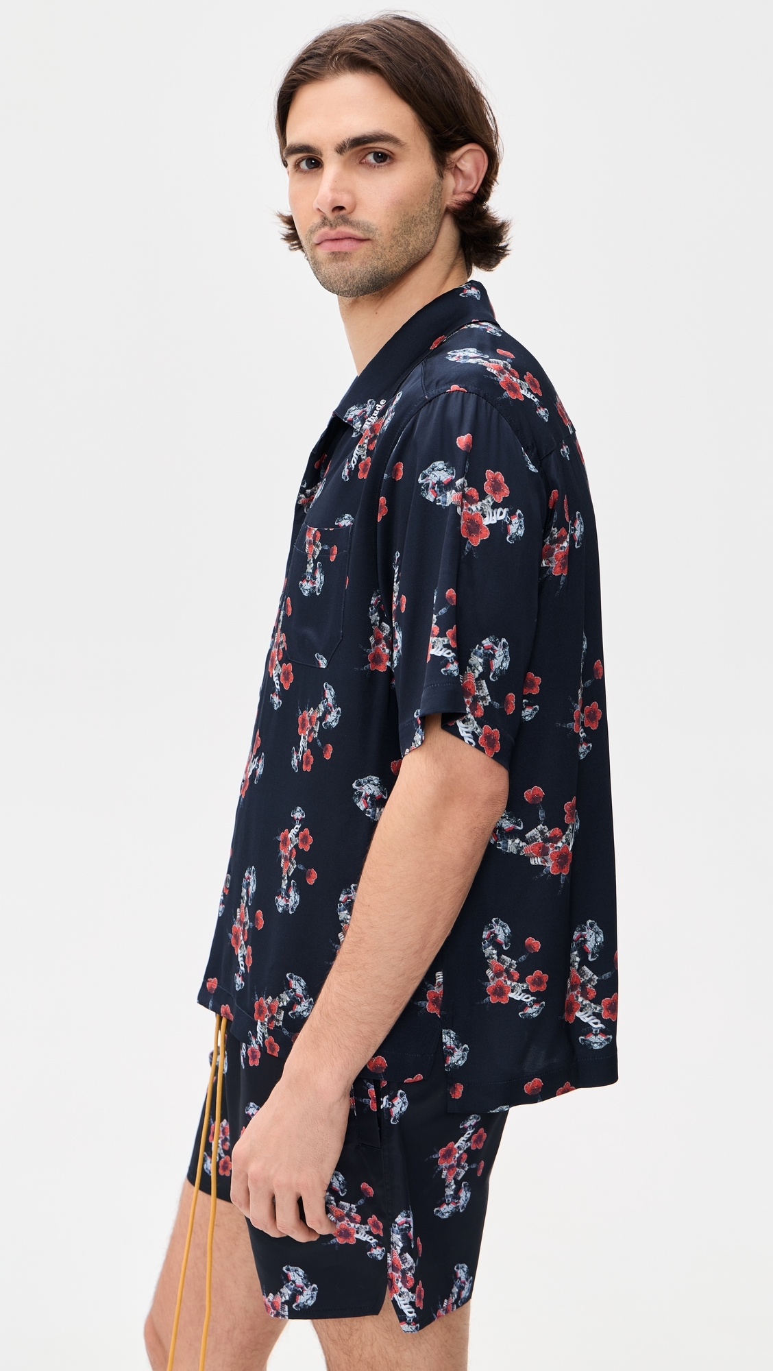 Turbo Floral Button Down Shirt Black/Red/Multi