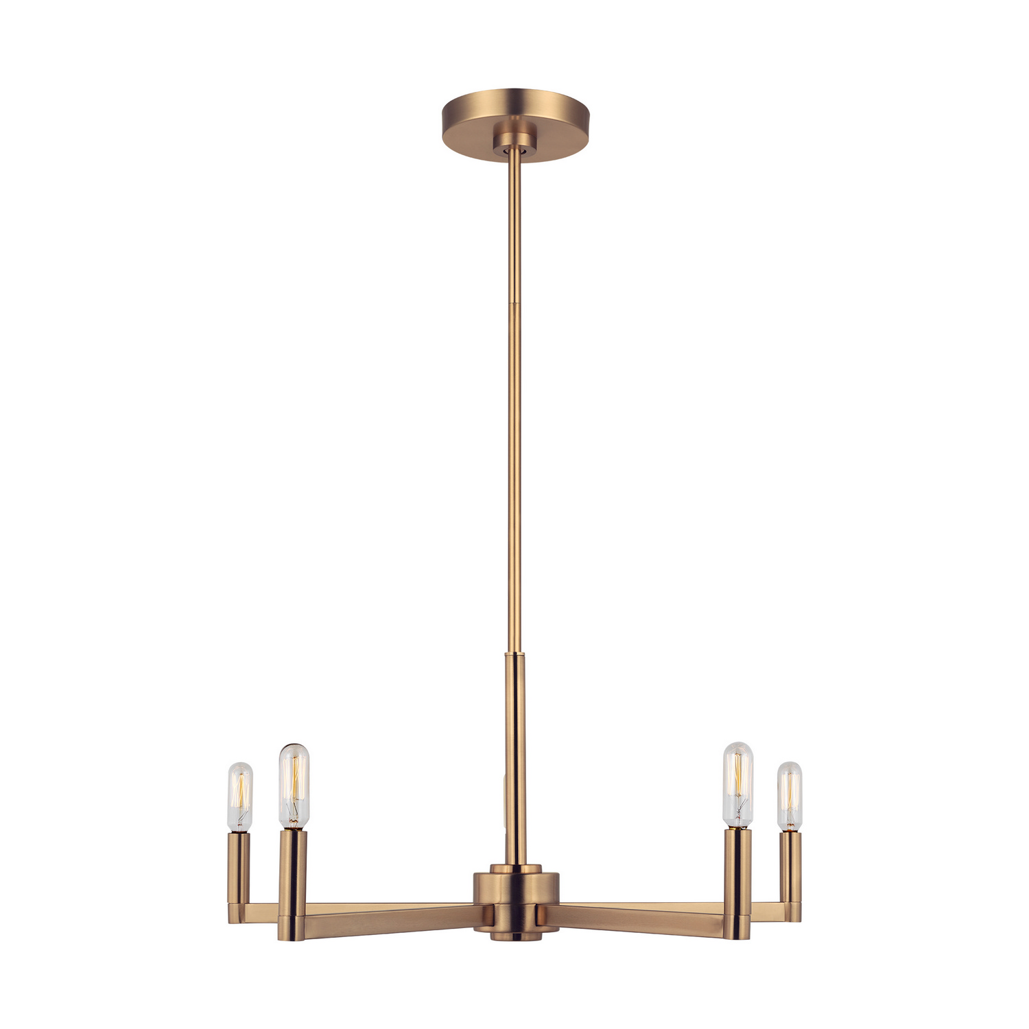 Satin Brass Five Light Chandelier from the Fullton Collection