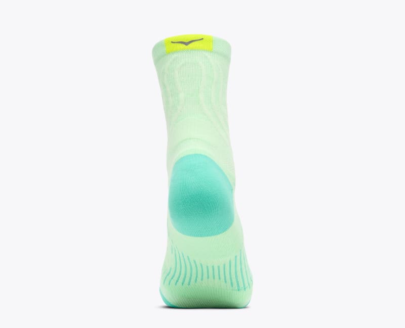 HOKA Bondi Quarter Run Sock in Mint Fluorite
