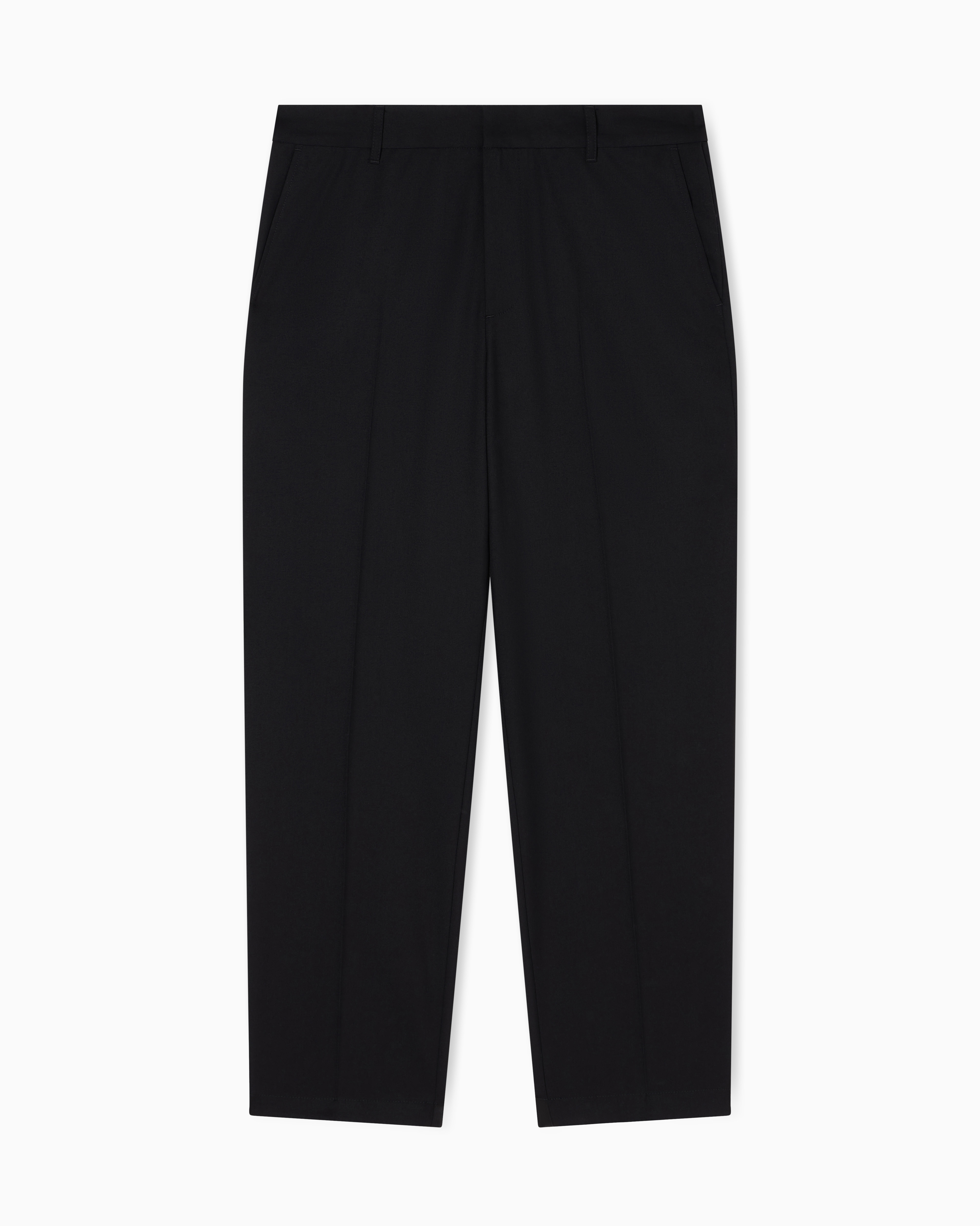 Straight-leg wool blend trousers