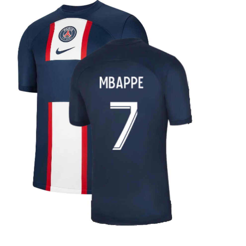 (L) 2022-2023 PSG Home Shirt (no sponsor) (MBAPPE 7)