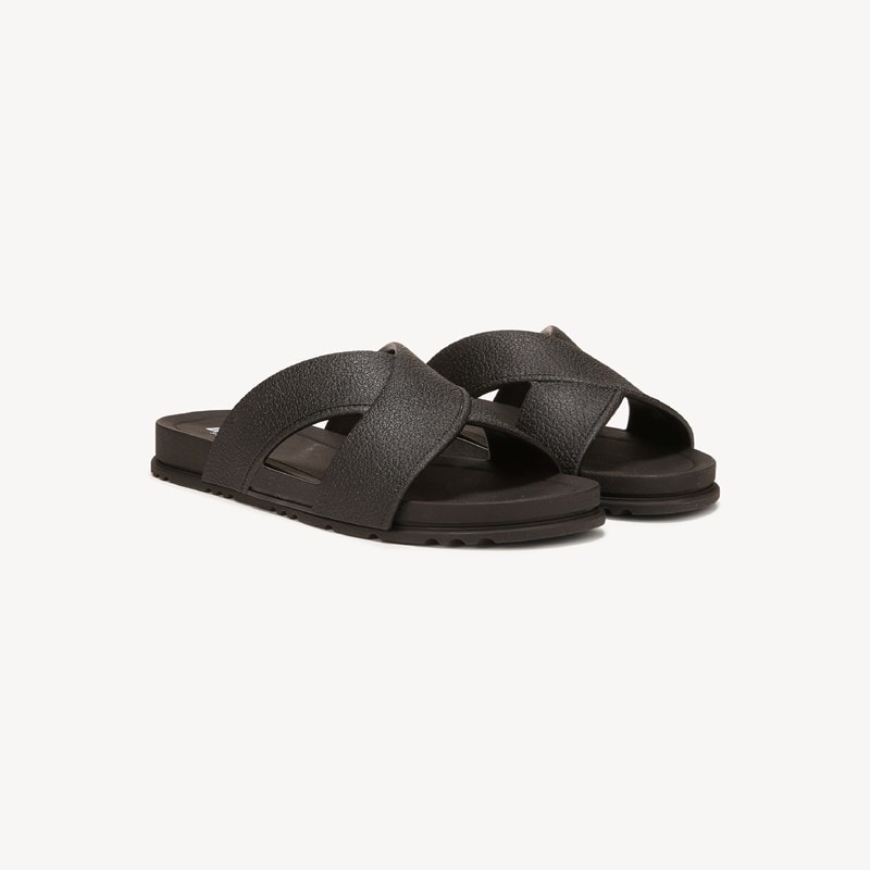 Sun Dreamer Slide Sandal Black Faux Leather DRSCH