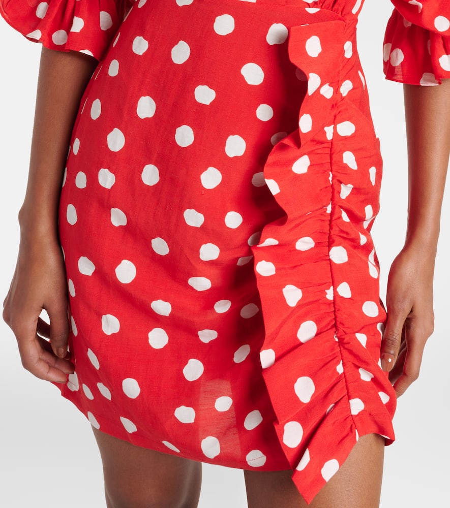 Polka-dot ruffled minidress
