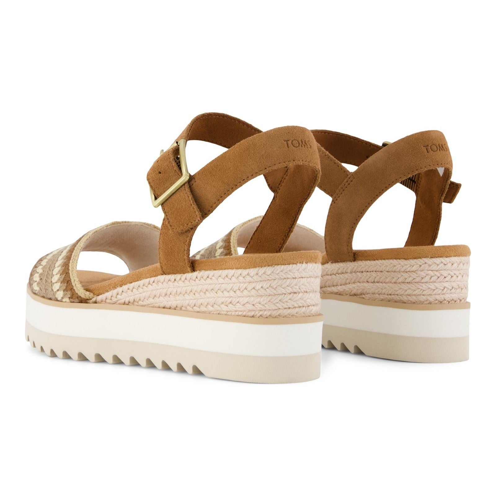 Toms Diana Wedge Leather Women's Dark Beige Sanda