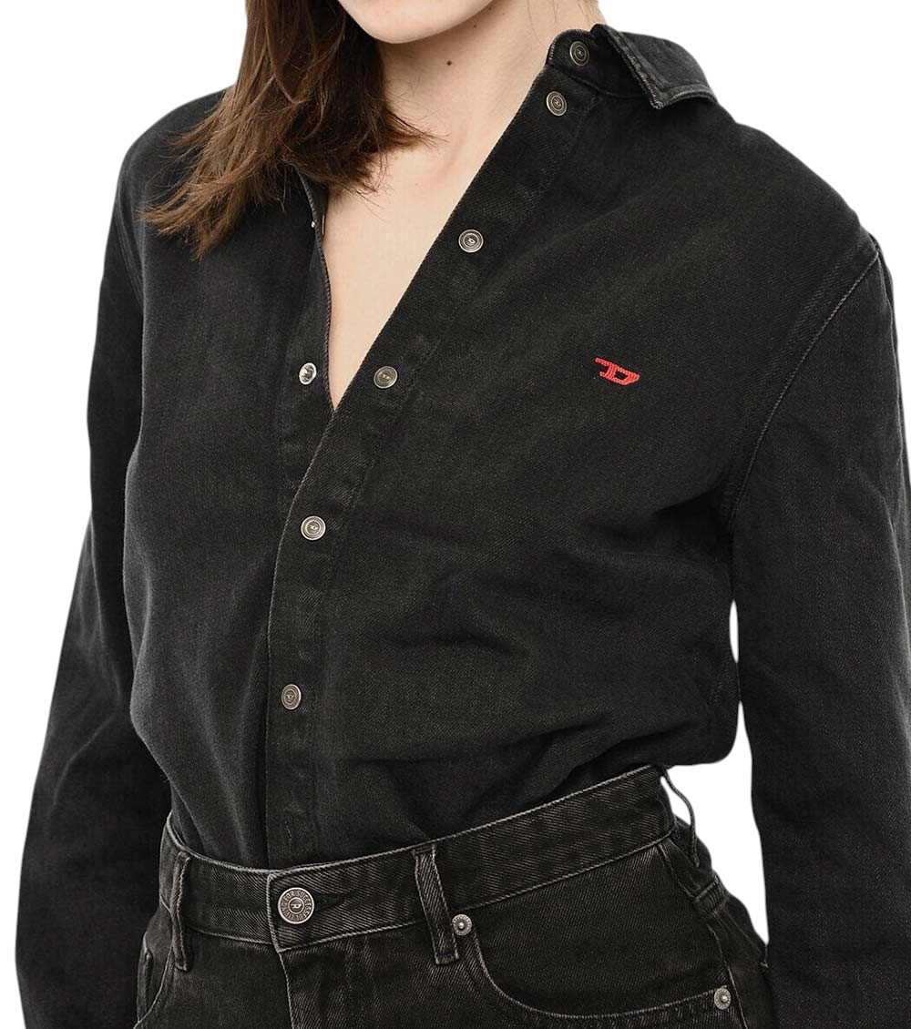 Denim dress with skirt detail - Dresses - Woman - Black