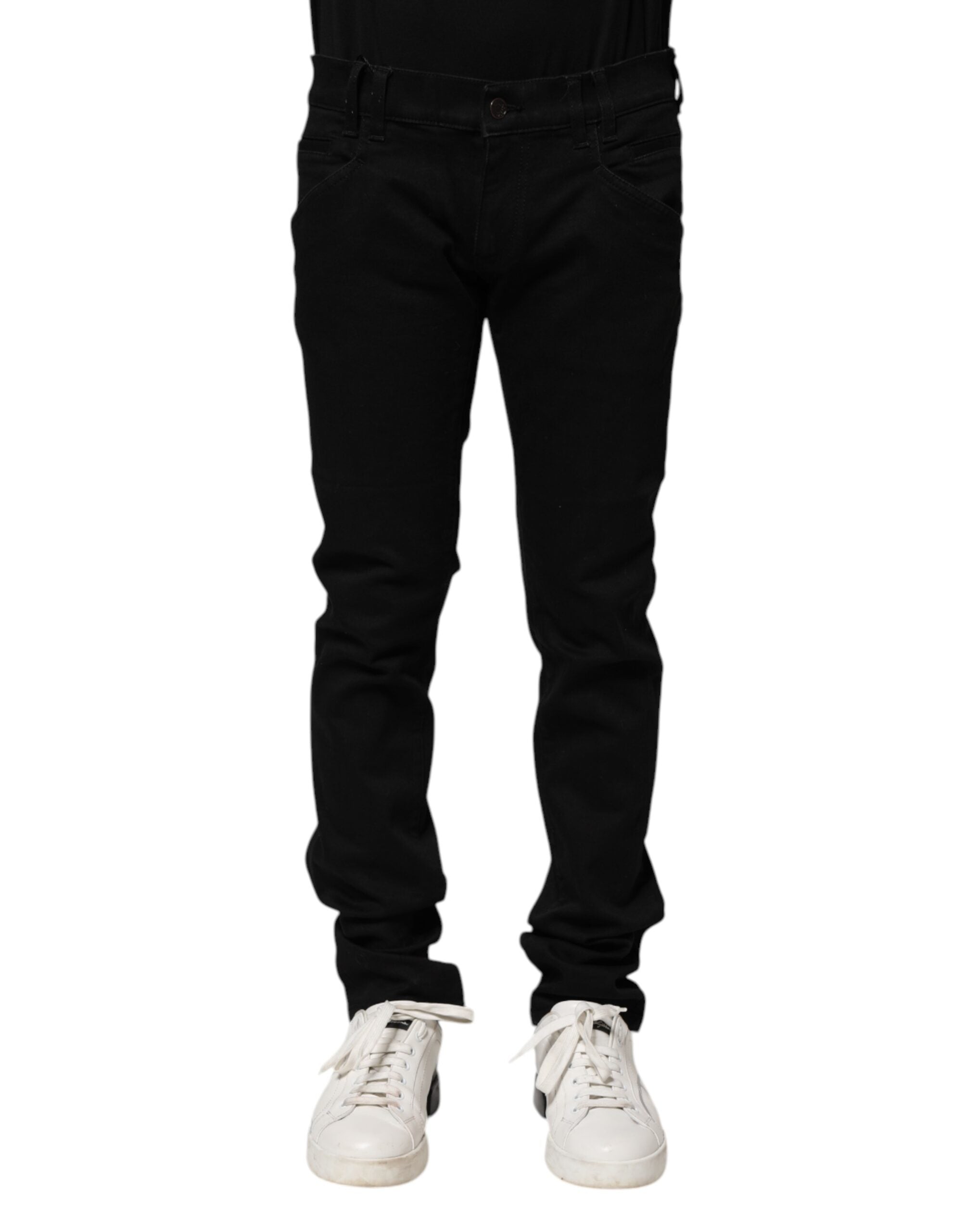 Cotton-Elastane Skinny Jeans — Black
