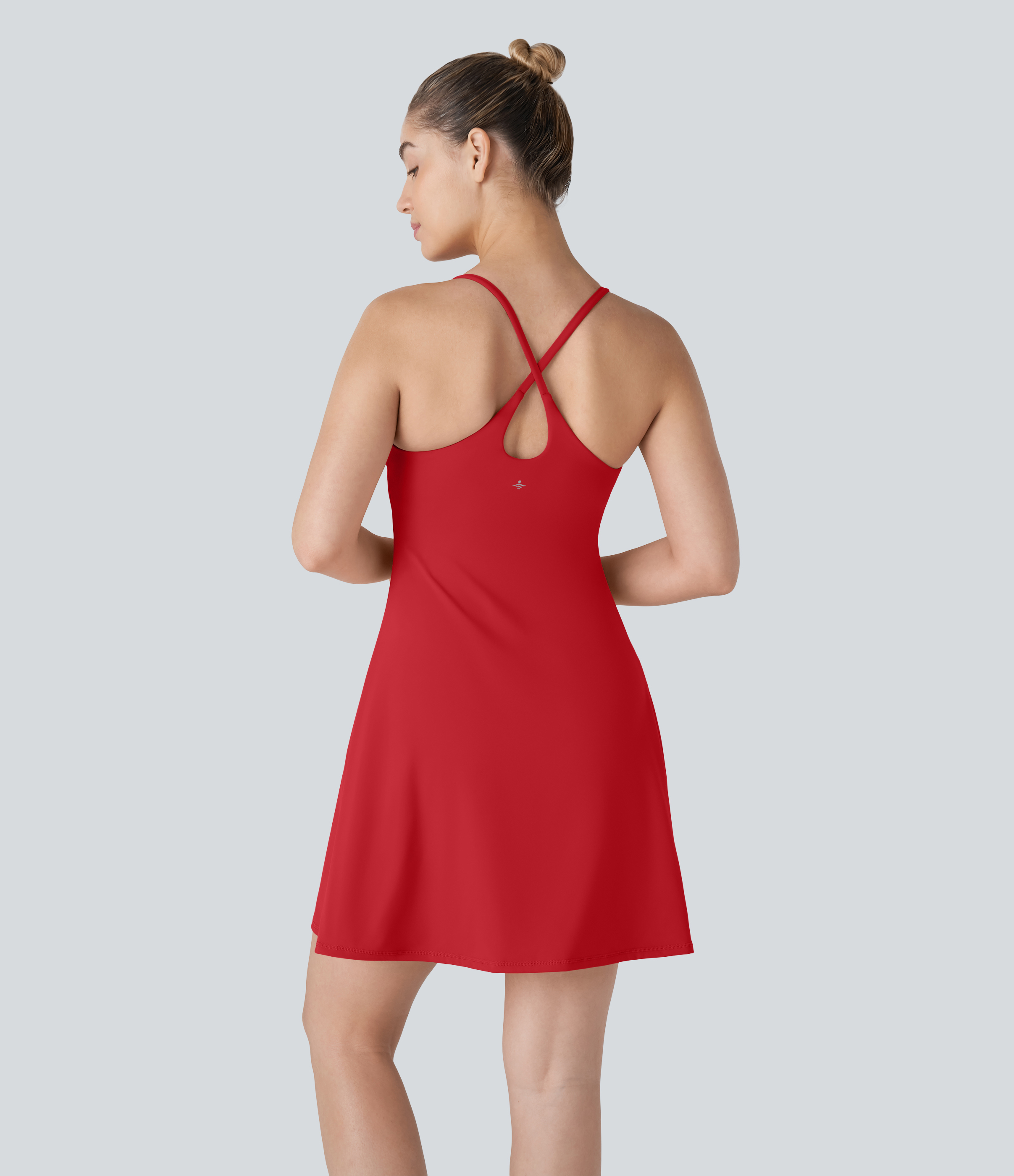 SoftlyZero™ Plush Backless Active Dress-Longer Length-Easy Peezy Edition Workout Dress - Mars Red
