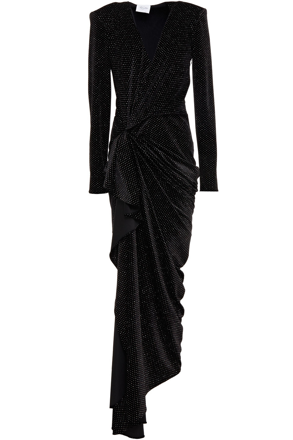 Cindy gathered glittered stretch-velvet gown - Black - IT 44