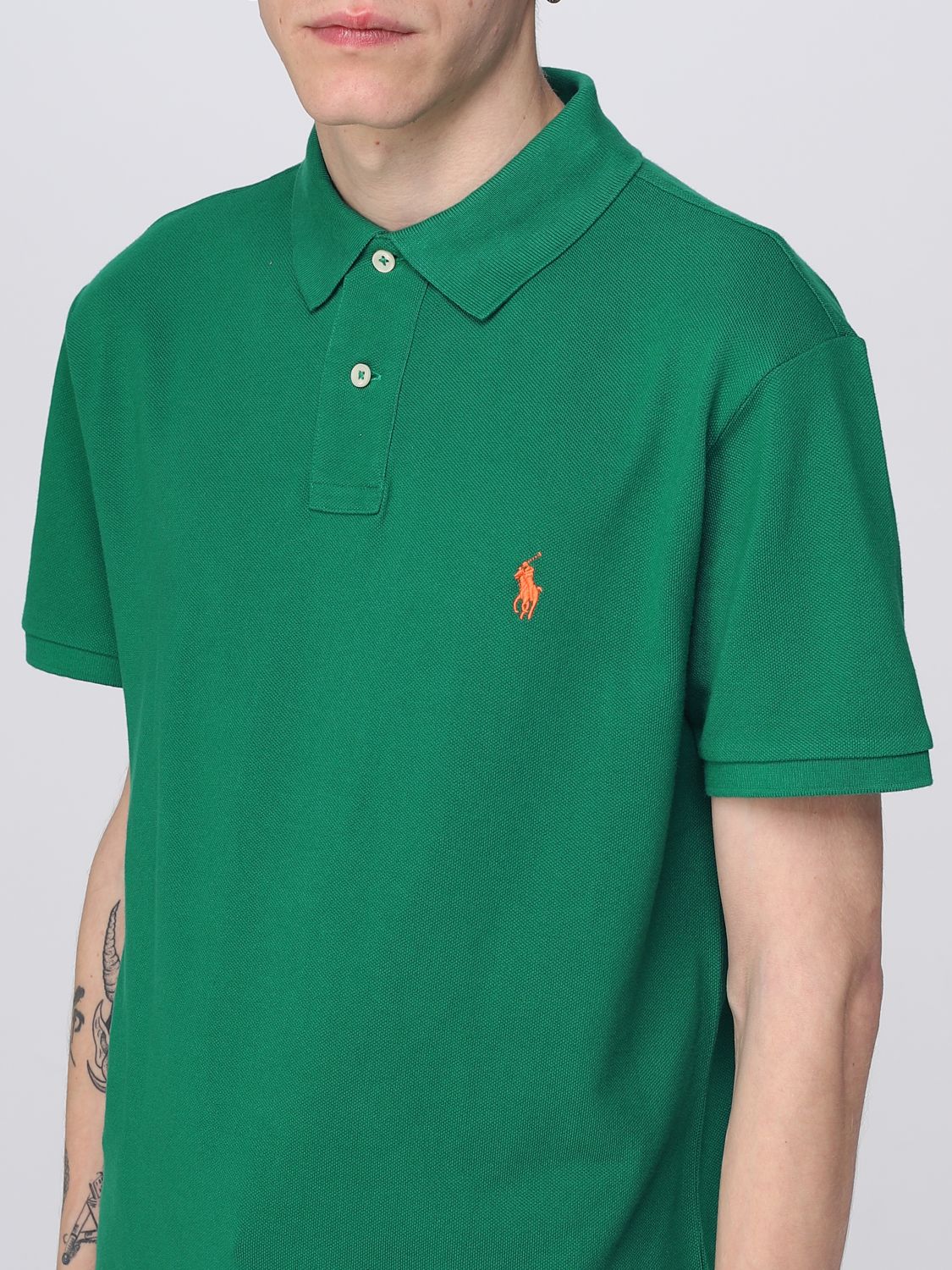 Polo Shirt Men color Grass Green
