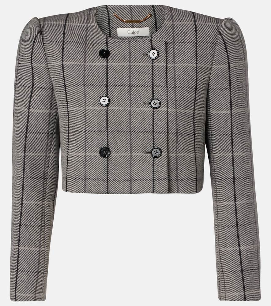 Chloé Checked cropped wool jacket
