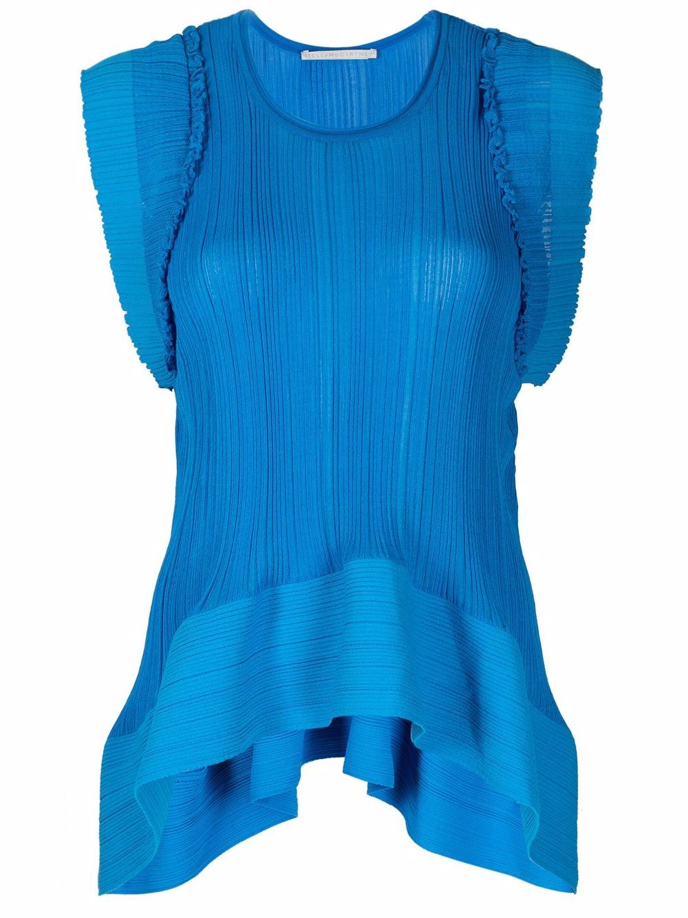Two-tone fine-ribbed top - Blue