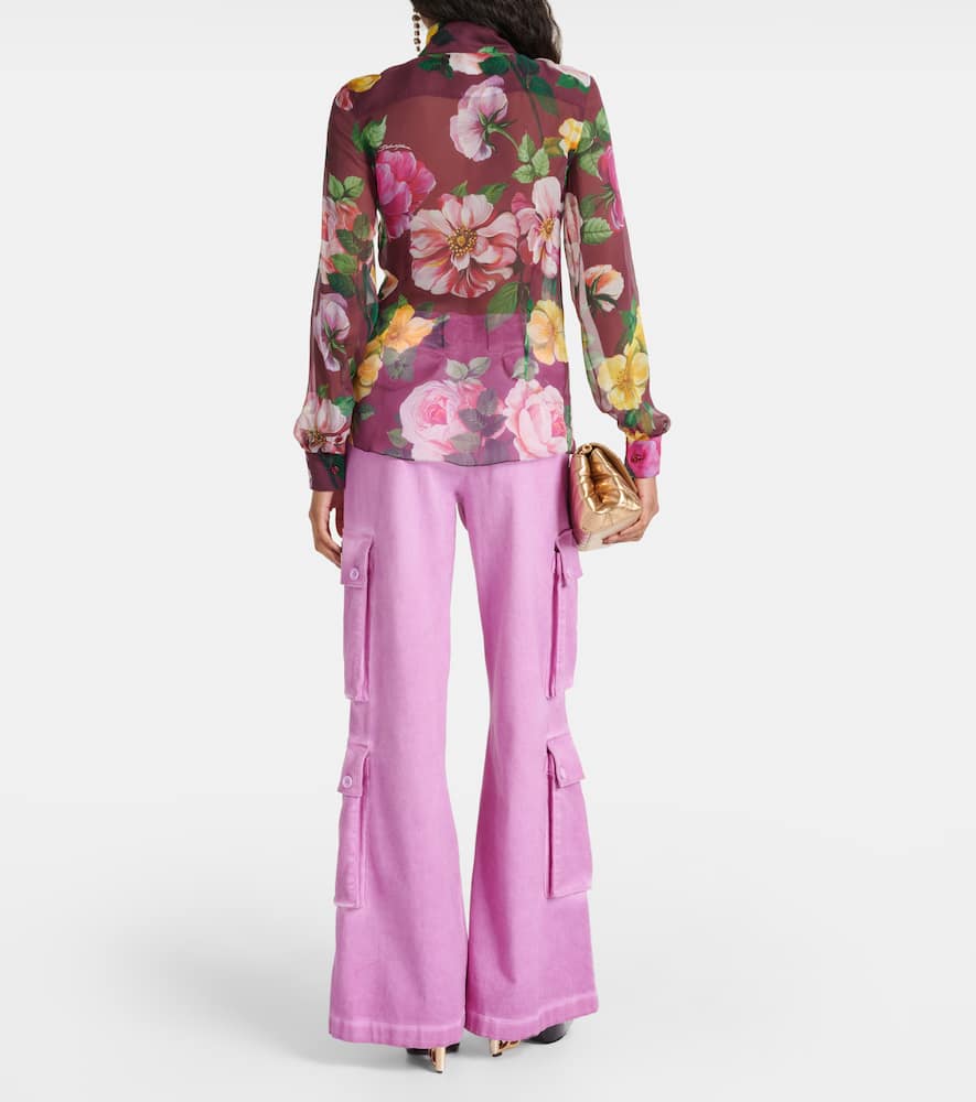 Printed silk chiffon blouse