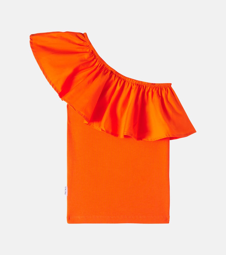 Rebecca ruffled cotton-blend poplin top