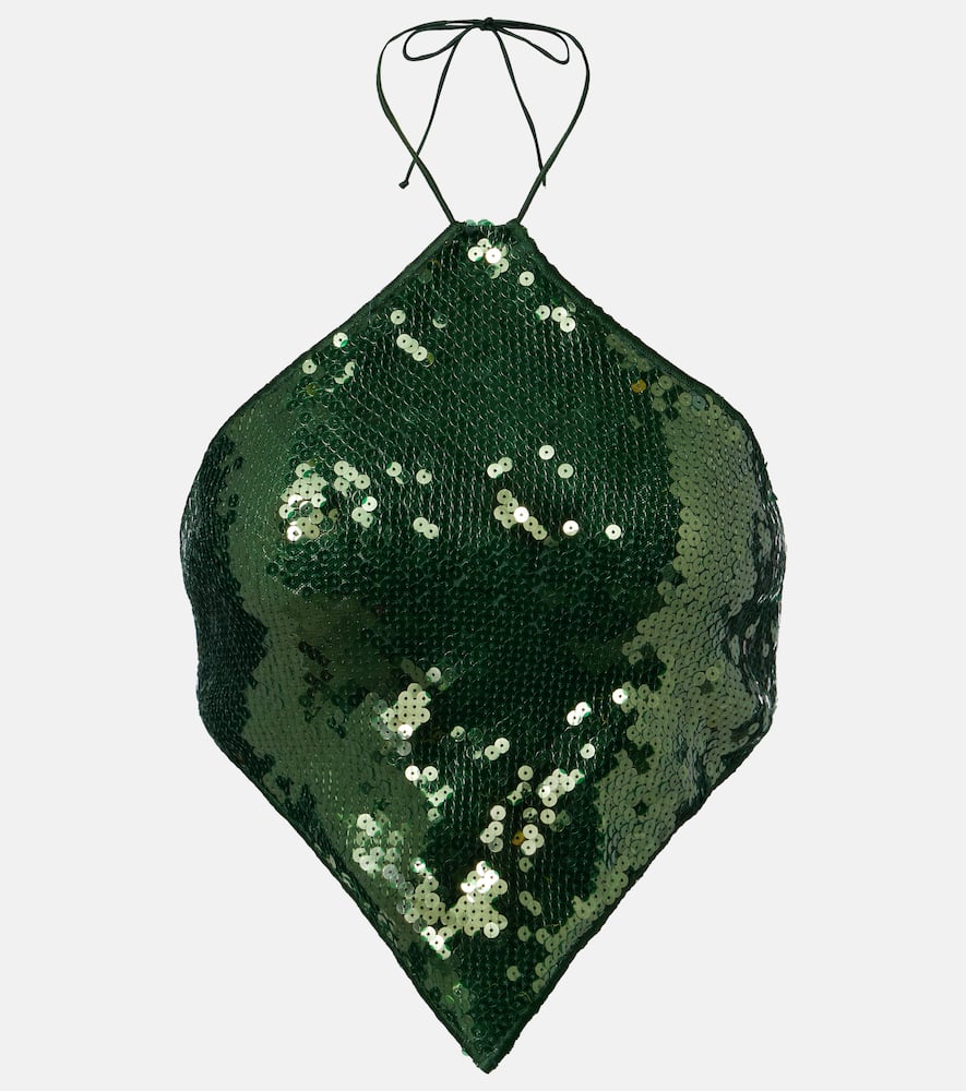 Oséree Marylin sequined halterneck crop top