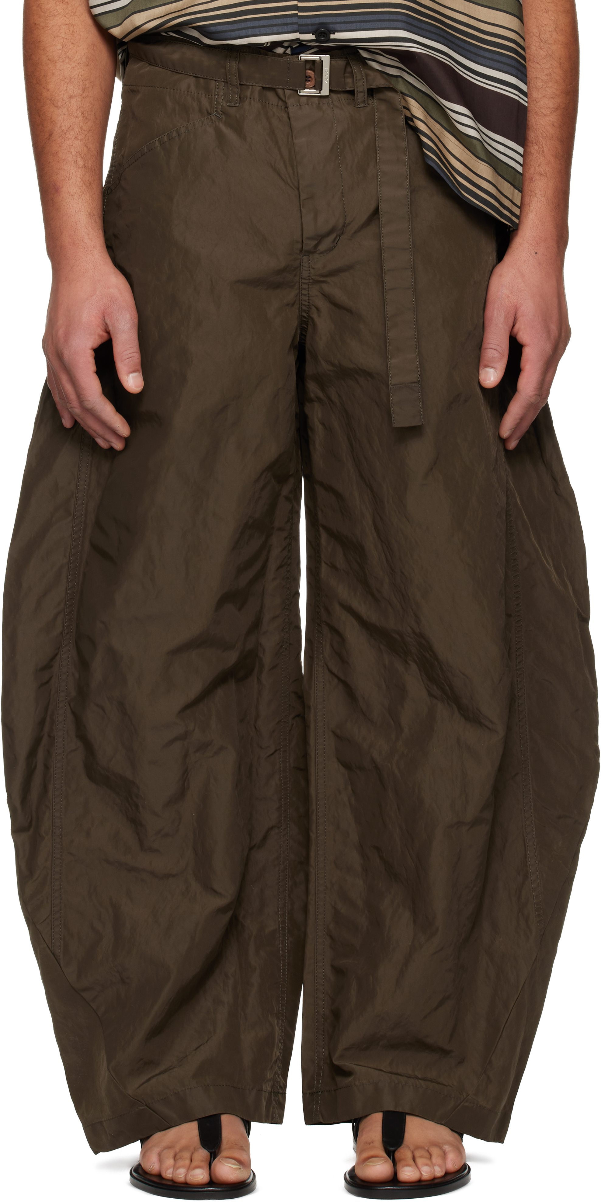 Khaki Treated Nylon Twill Trousers