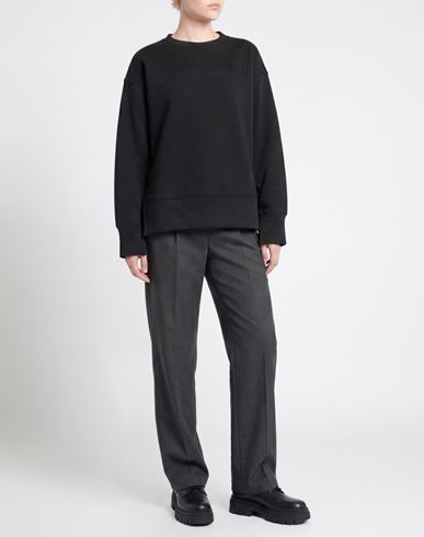 Woman Sweatshirt Black Size M Cotton, Polyester