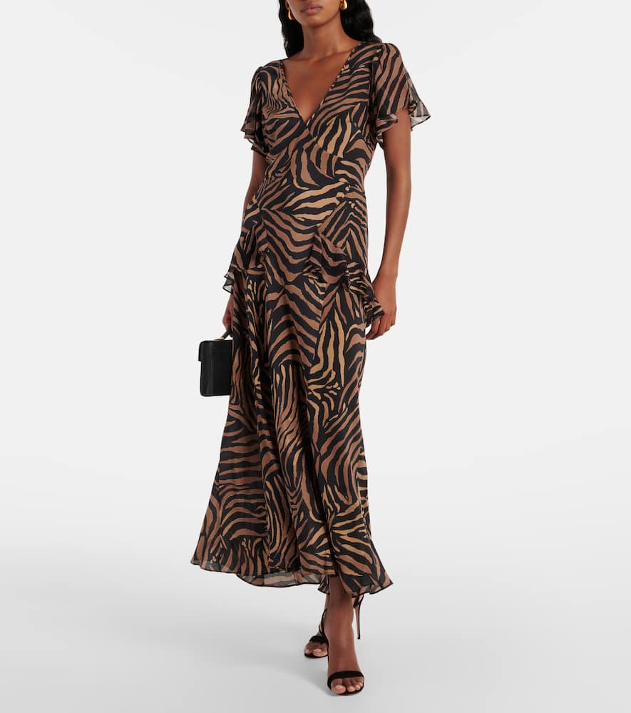 Rixo Evie printed silk midi dress