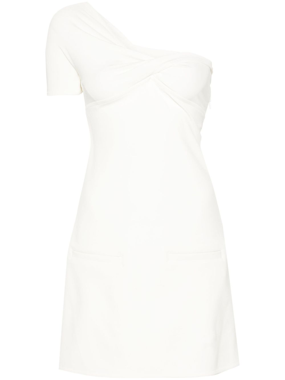 One-shoulder twist crepe minidress - White