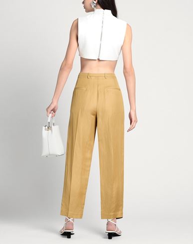 Woman Pants Mustard Size 6 Viscose, Linen