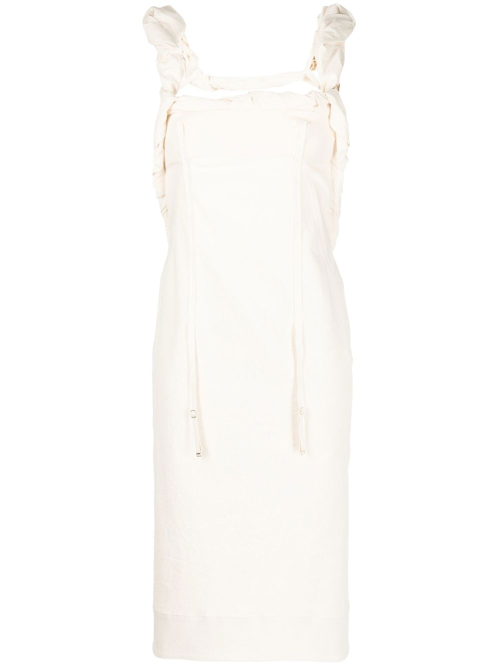 Open-back ruffle-shoulder dress - Neutrals