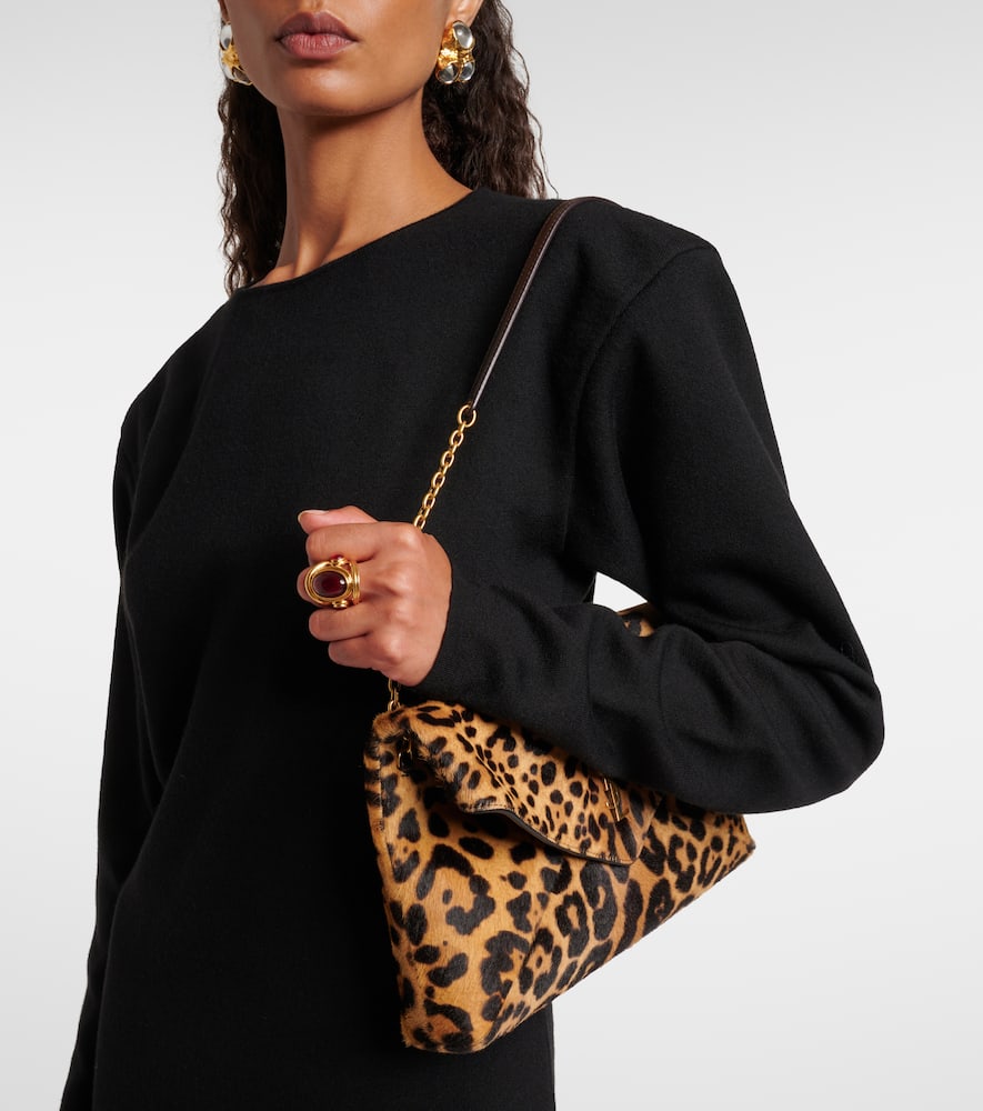 Cassandre leopard-print calf hair shoulder bag