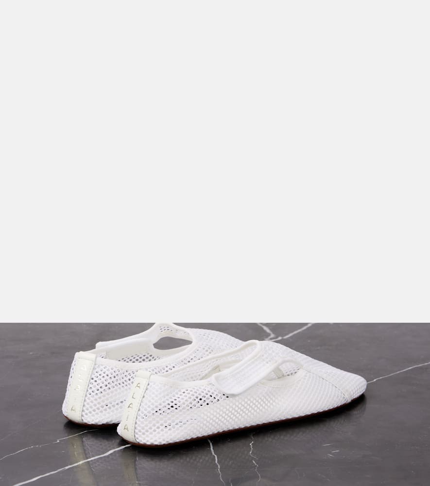 Alaïa Flex leather-trimmed mesh ballet flats
