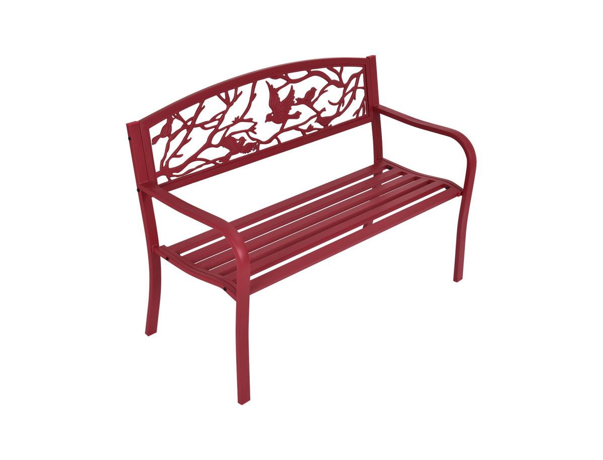Patio Garden Bench Park Yard Outdoor Furniture - Red