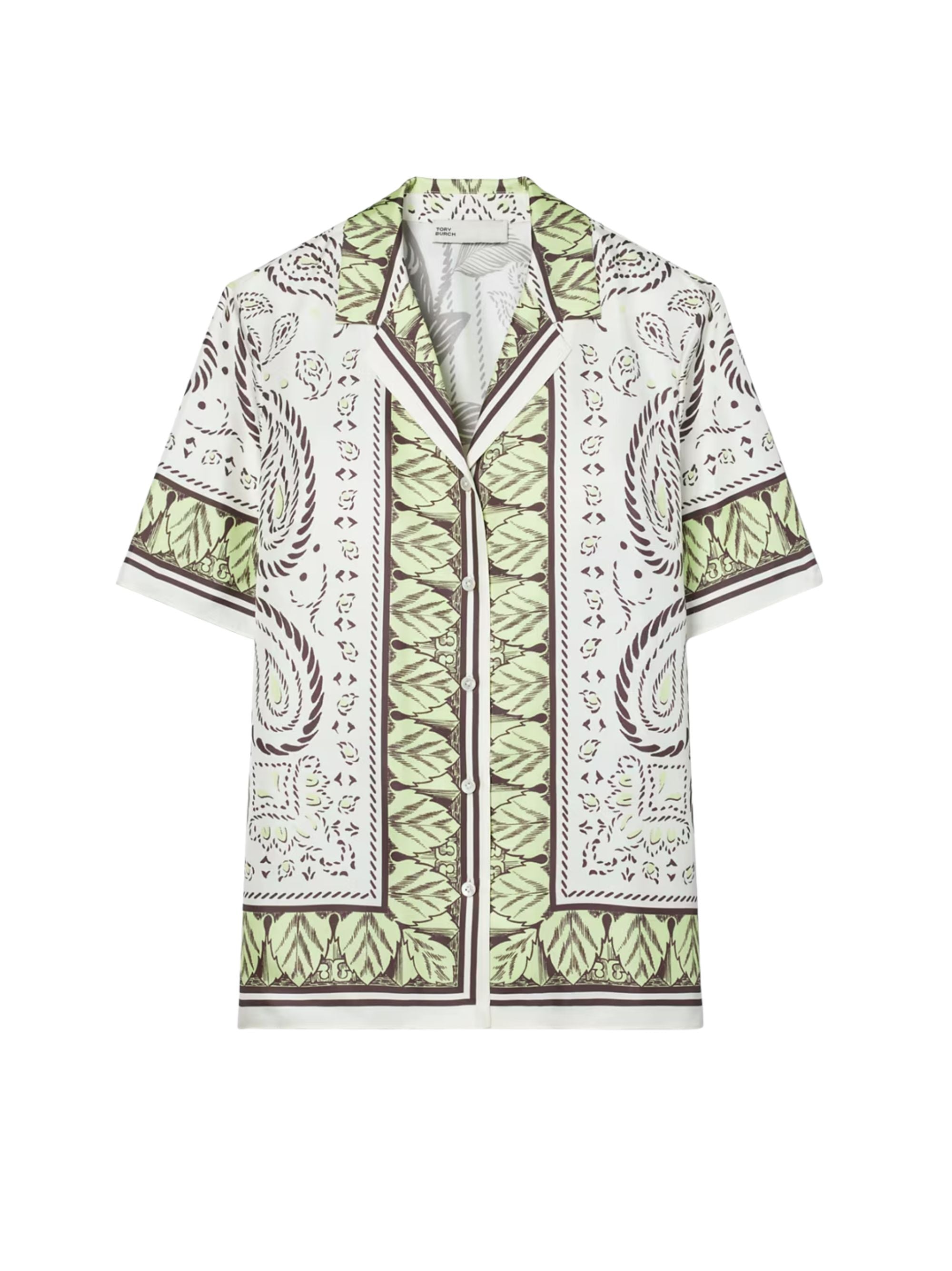 Silk Camp Shirt with Cockatoo Print for Women