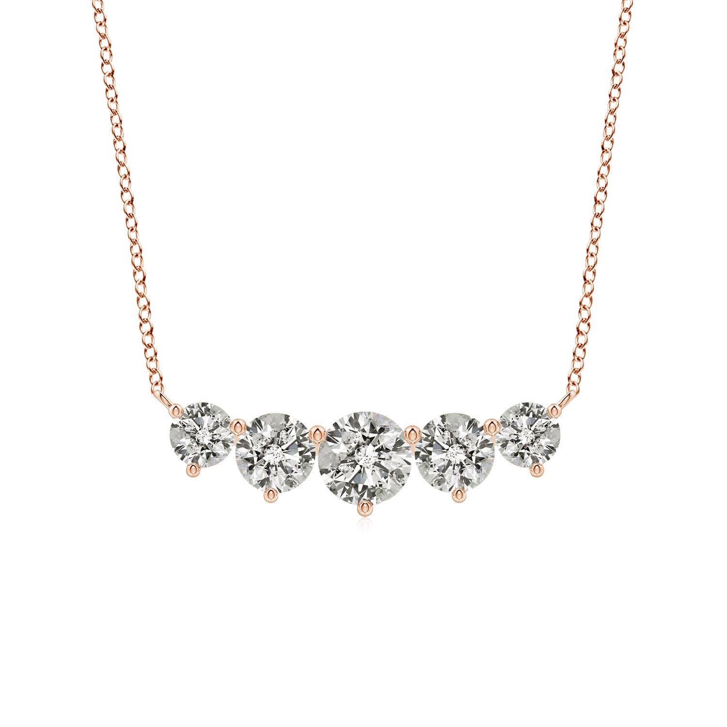 Angara 1.0 Carat Graduated Five Stone Round Diamond Necklace in 14K Rose Gold