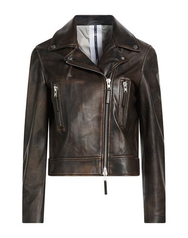 Woman Jacket Dark brown Size 6 Leather