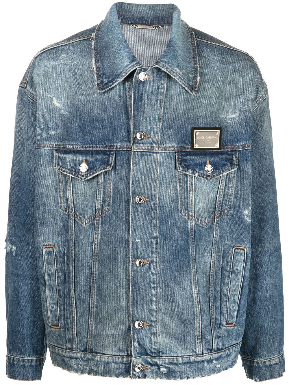 Distressed denim jacket - Blue