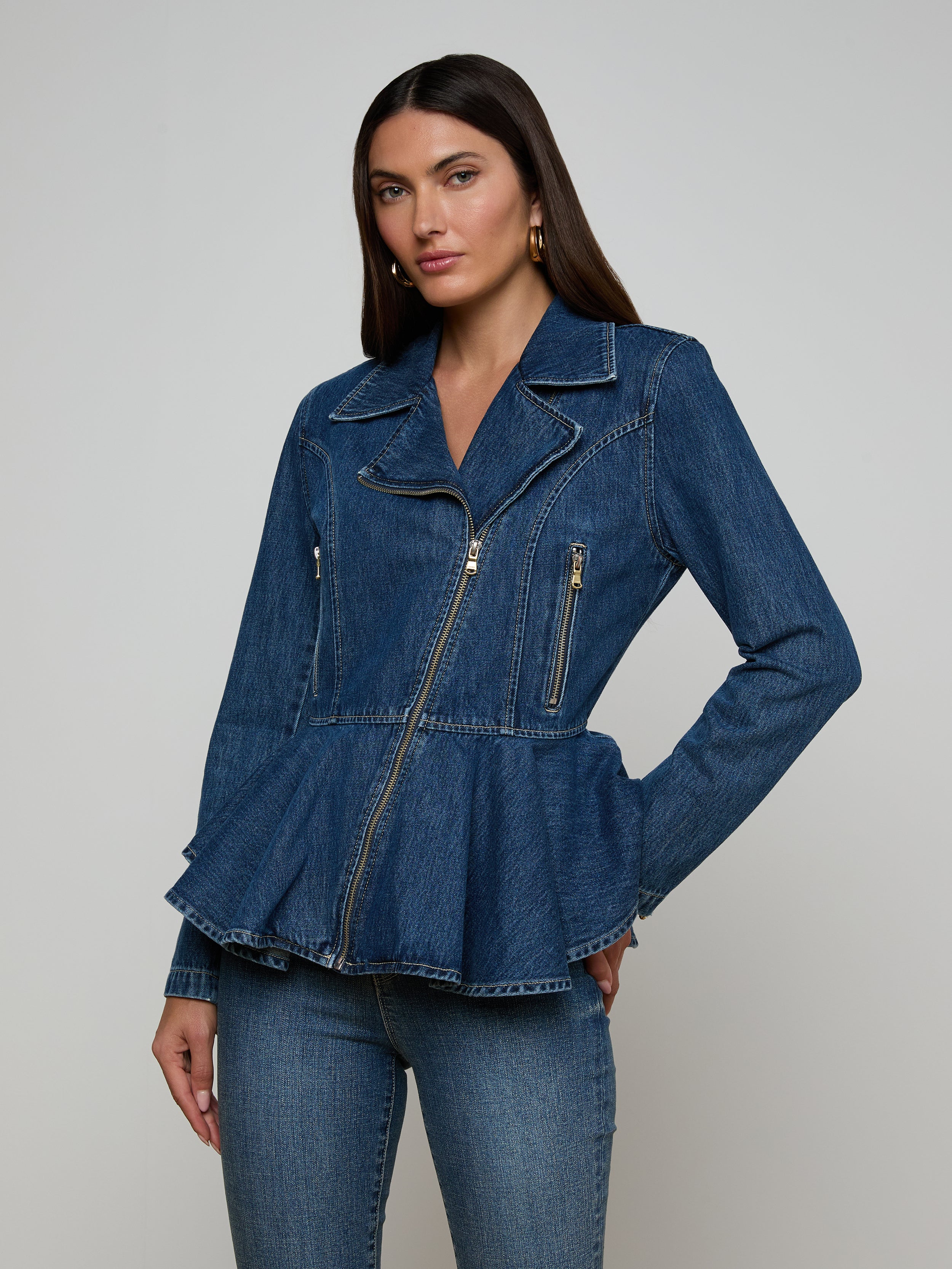 Moxie Peplum Biker Jacket In Norton