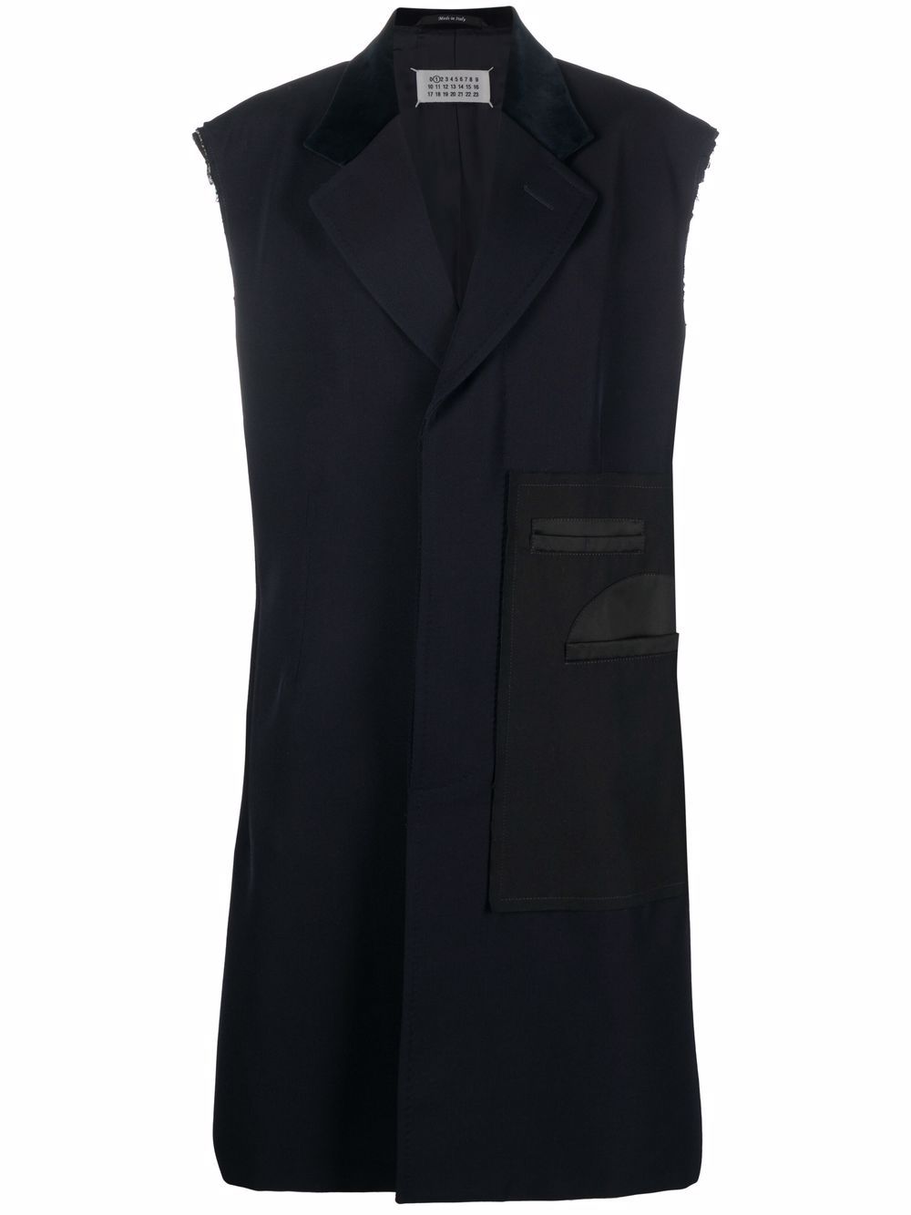 Sleeveless raw-cut coat - Blue