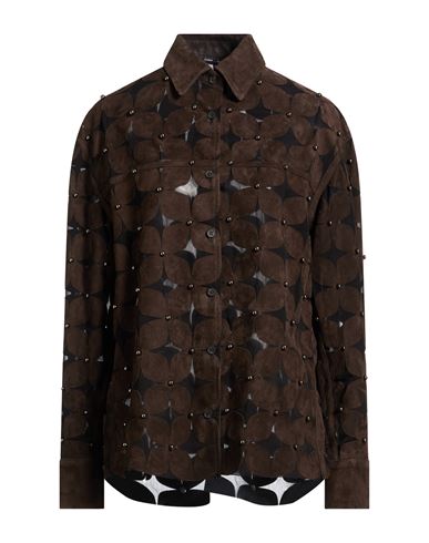 Woman Shirt Chocolate brown Size 6 Leather