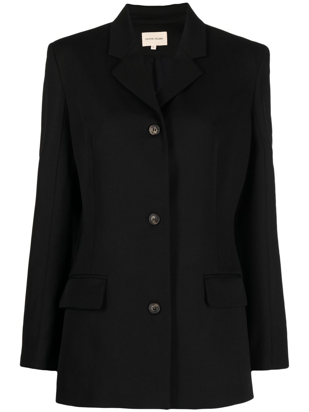 Single-breasted virgin-wool blazer - Black