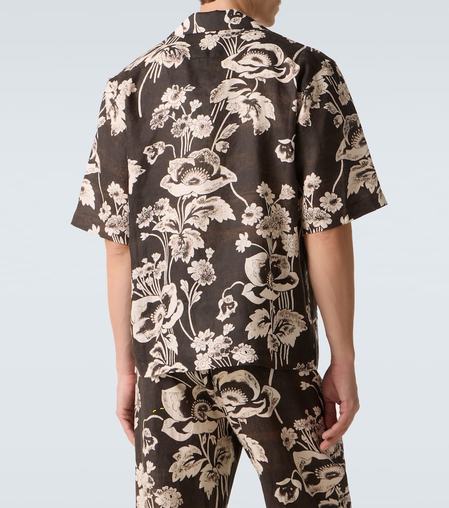 Floral linen bowling shirt