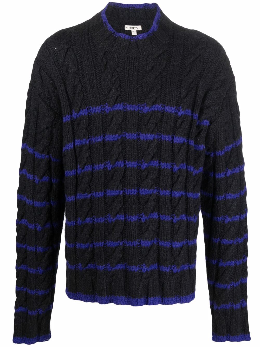 Striped cable knit jumper - Black