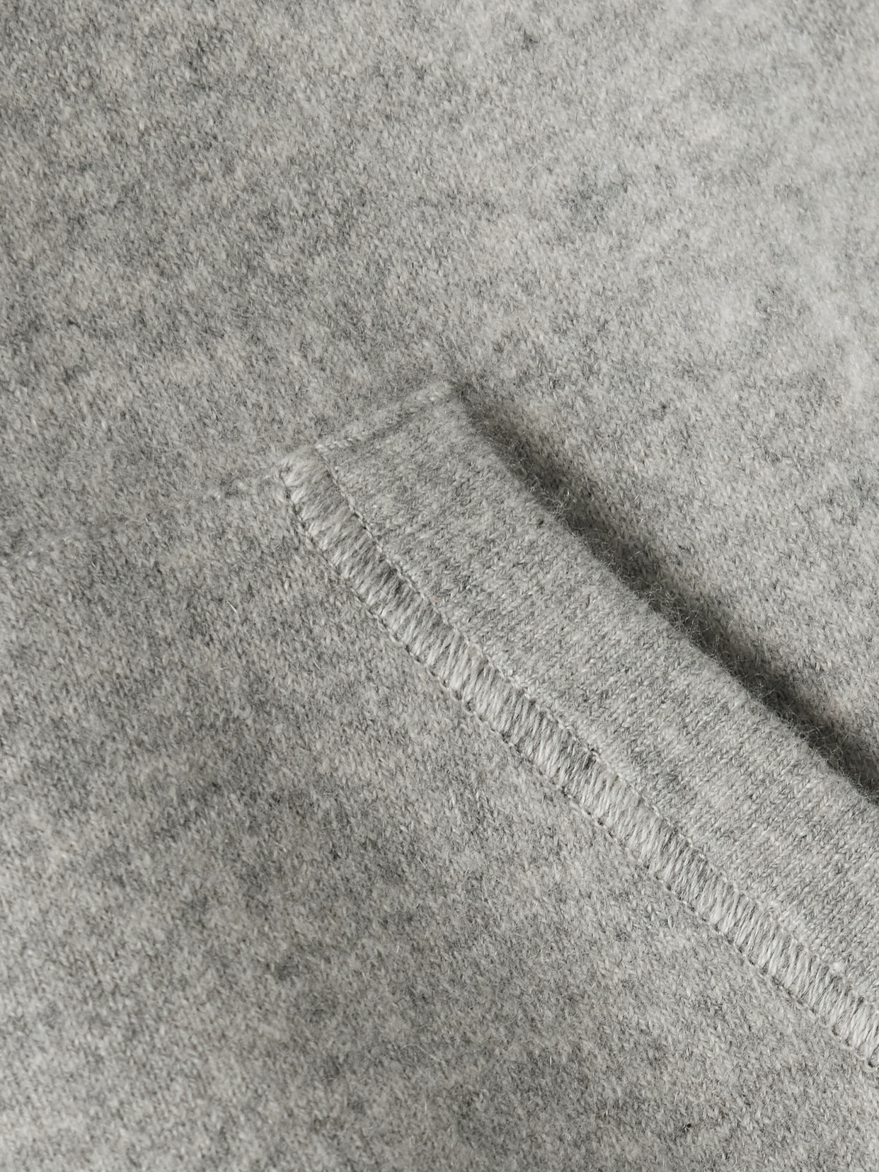 Cashmere-blend Zip-up Hoodie - Gray