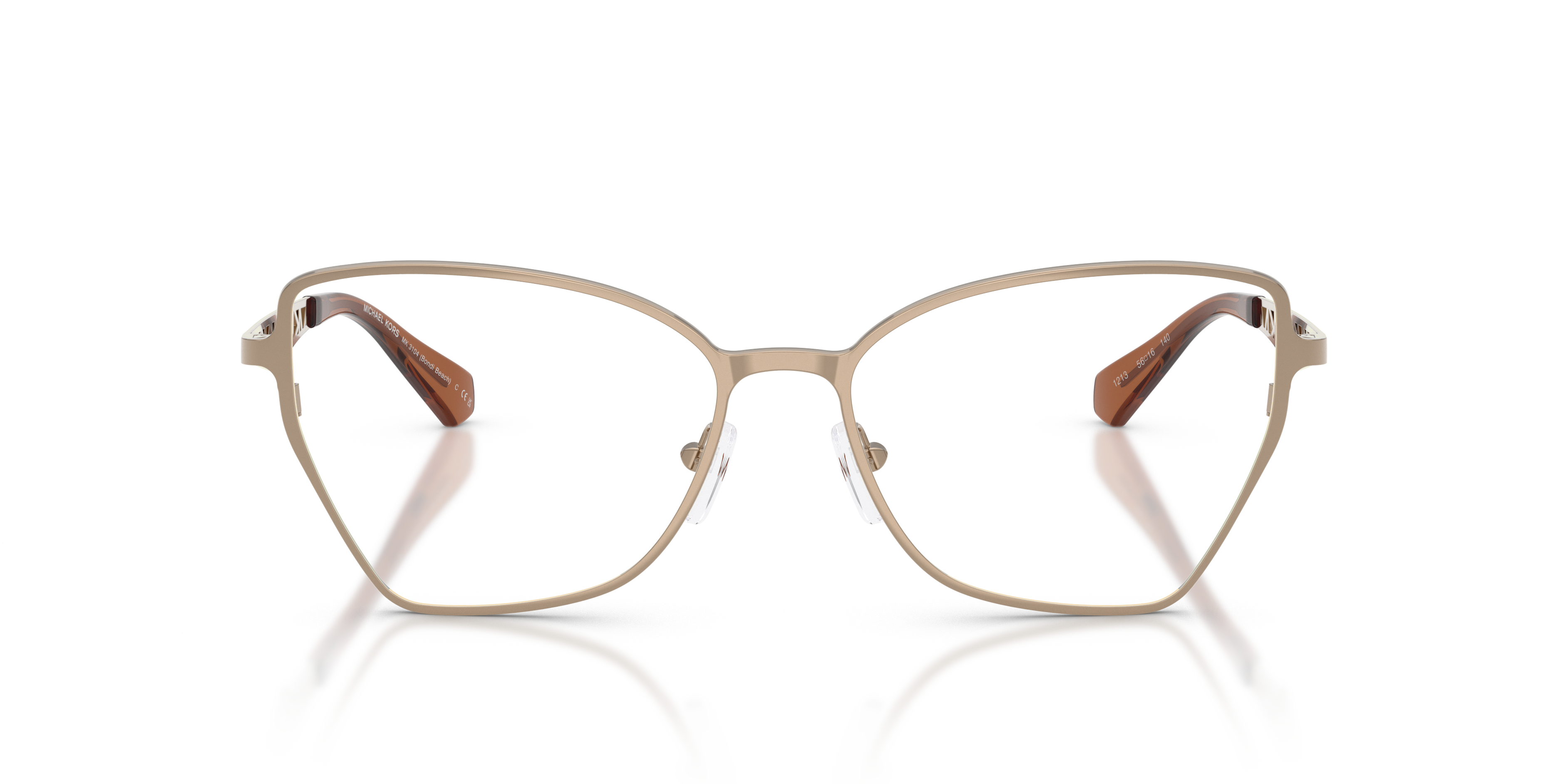 Michael Kors Mujer Michael Kors MK3104 BONDI BEACH 1213 Monturas ópticas Metal Marrón Transparente Cuadrada Norma