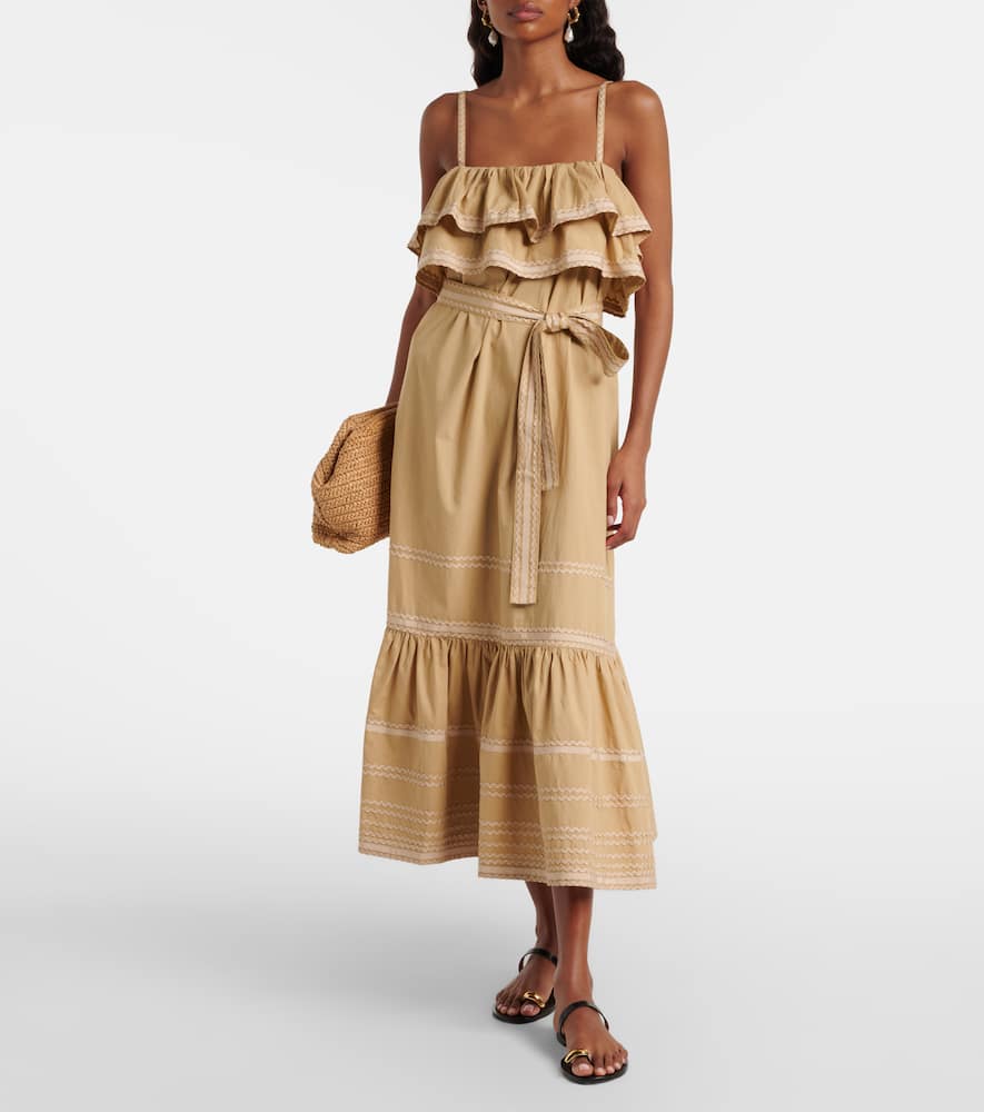 Lucian ruffled cotton midi dress
