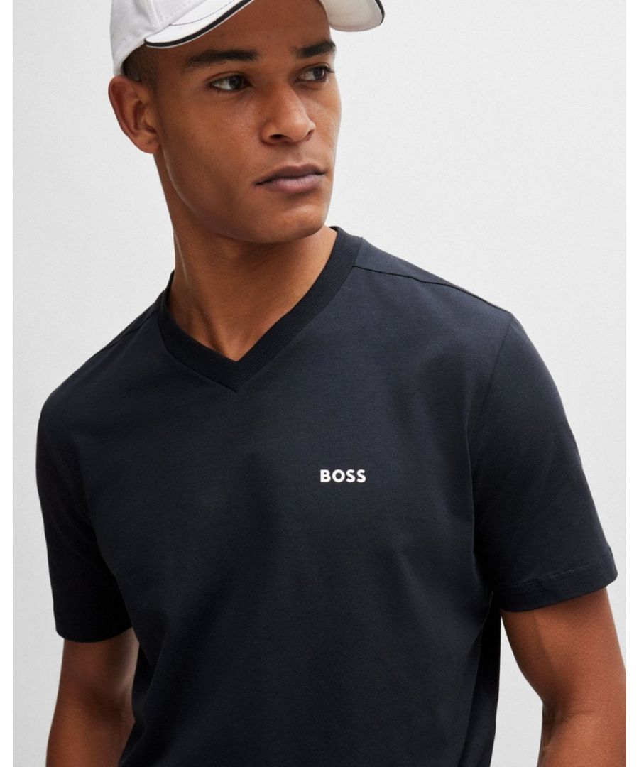 BOSS Green Tee V Mens V-Neck T-Shirt NOS - Dark Blue - Large