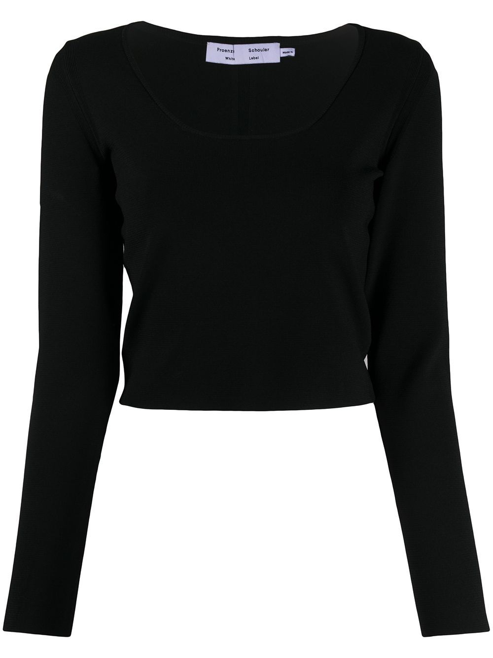 Scoop-neck long-sleeved jumper - Black