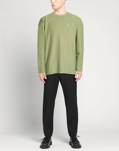 Man Sweatshirt Military green Size 42 Cotton, Elastane