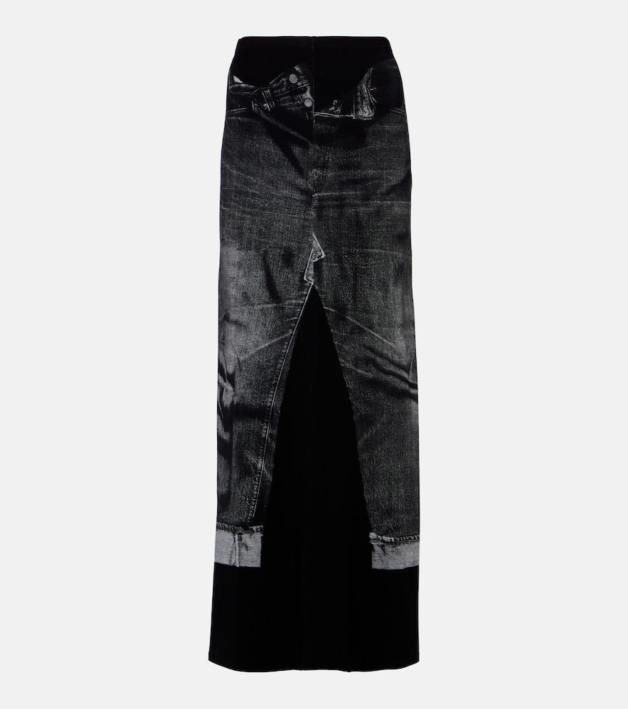 Trompe l'ail jersey maxi skirt