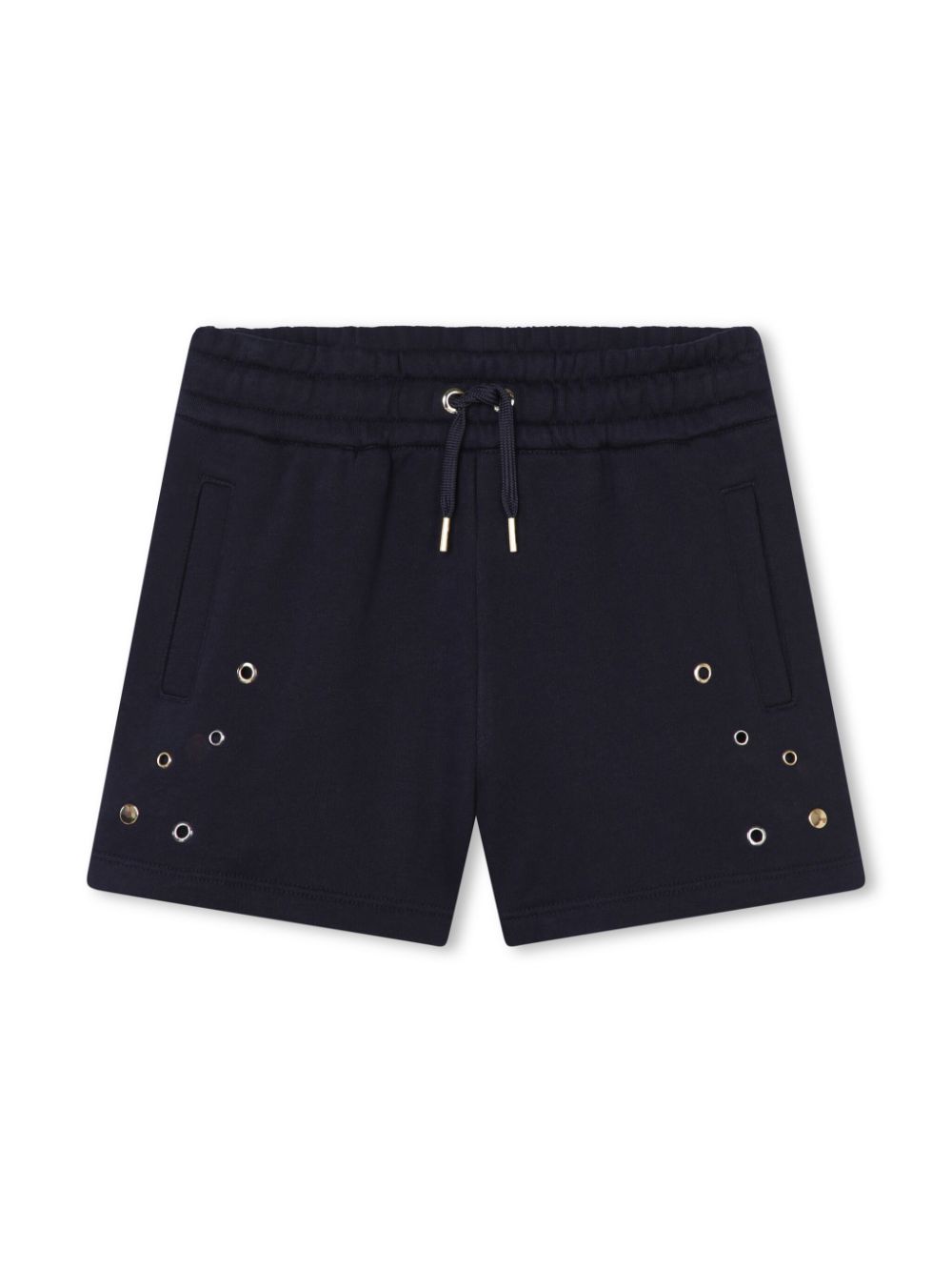 Eyelet-detailing organic cotton shorts - Black